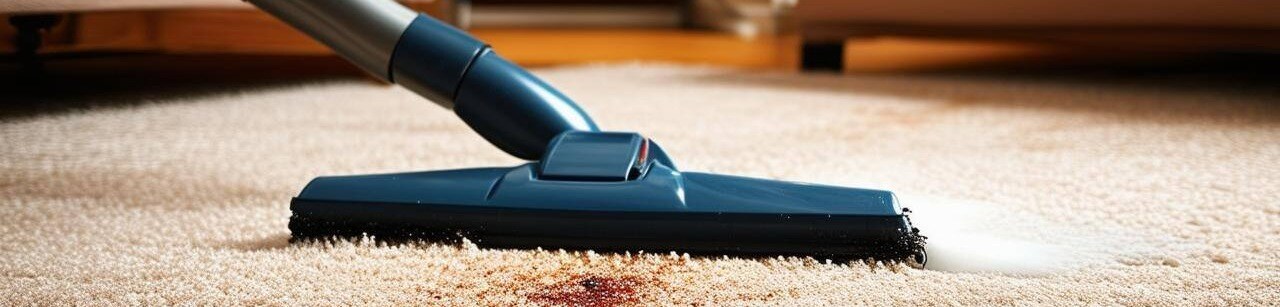 A carpet being cleaned with a vacuum after a Thanksgiving party, with stains being treated and deodorized-1-1