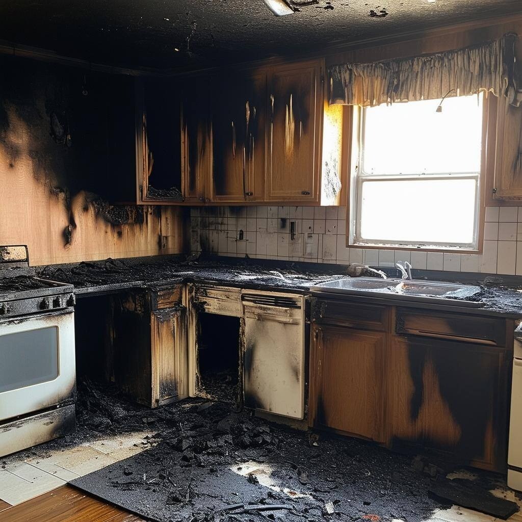 soot and fire damage in a kitchen-1