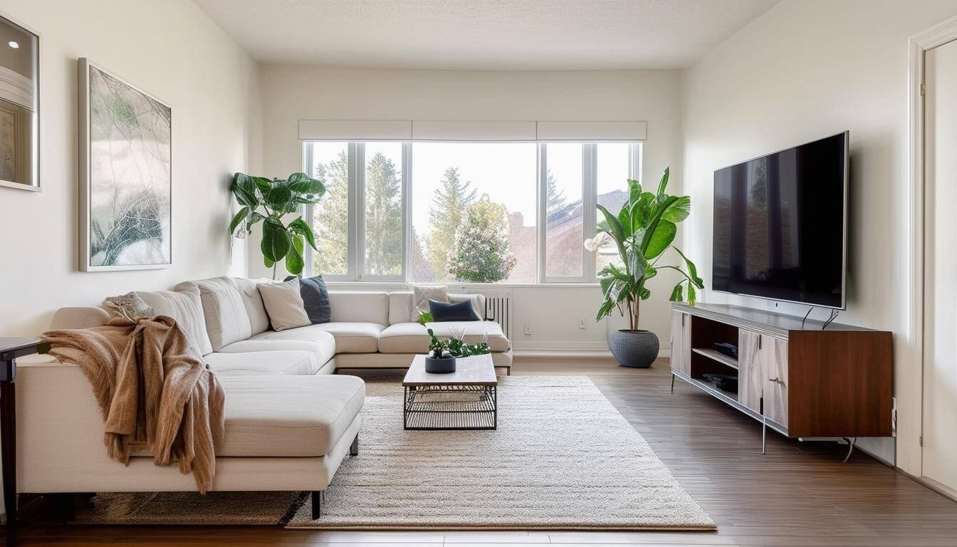 A living room with new furniture.