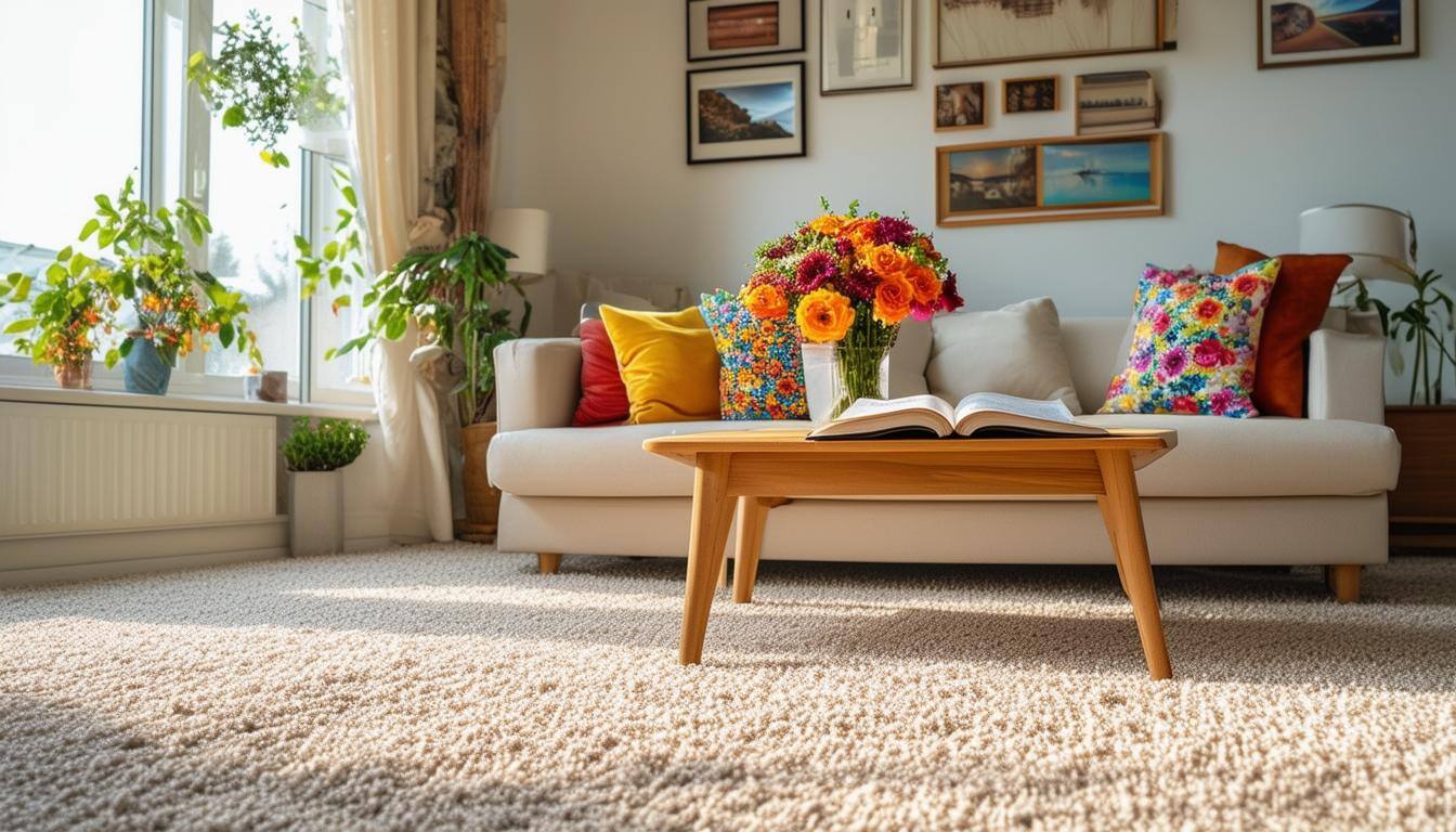 A living room with a carpet cleaned