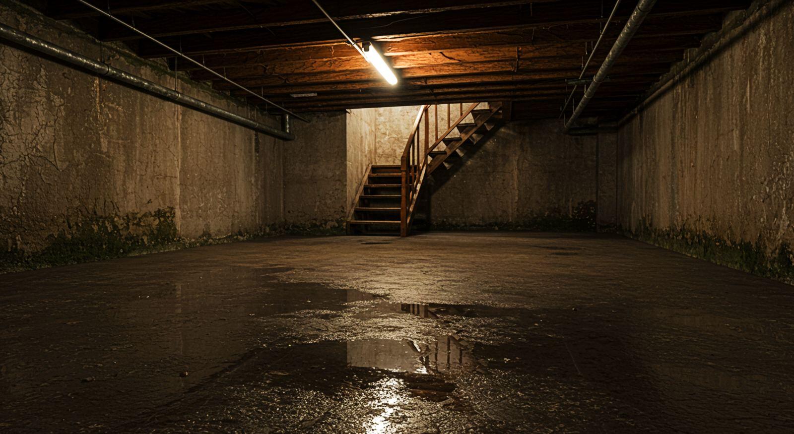 A basement flooded. 