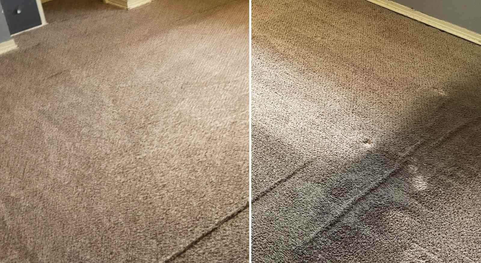 A carpet before and after professional cleaning