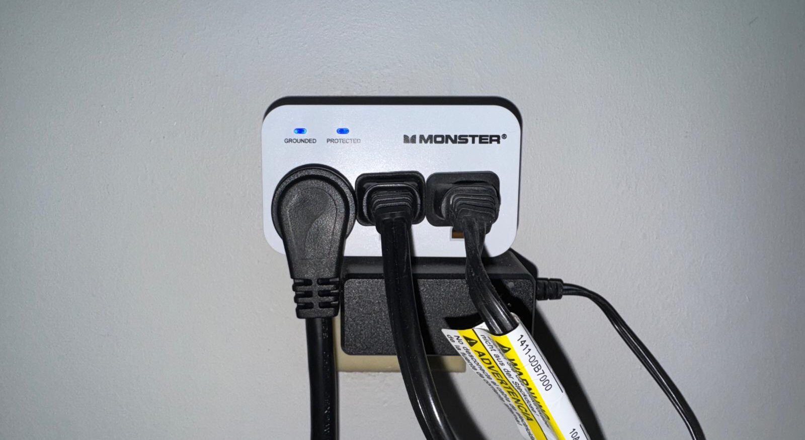 multiple cords connected to the outlet