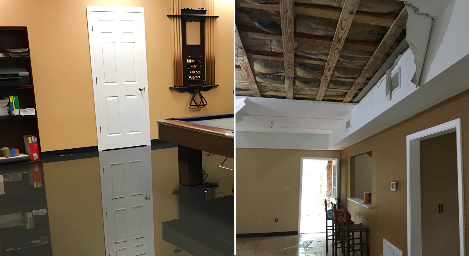 Houses with water damage that need water mitigation and restoration